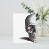 Gothic Crying Half Skull Horror Blood Red Briefkaart (Staand voorkant)