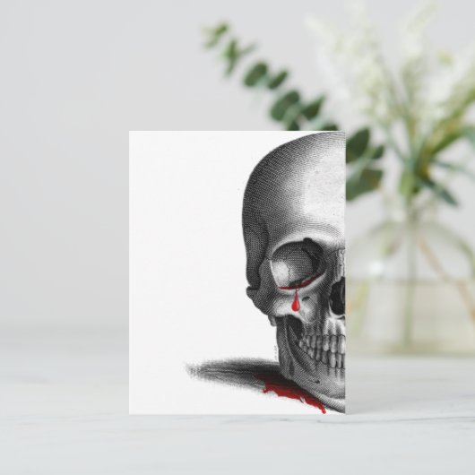 Gothic Crying Half Skull Horror Blood Red Briefkaart (Staand voorkant)