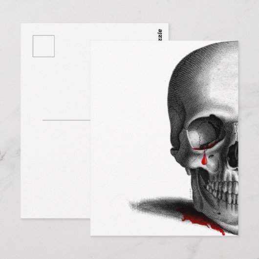 Gothic Crying Half Skull Horror Blood Red Briefkaart (Voorkant / Achterkant)