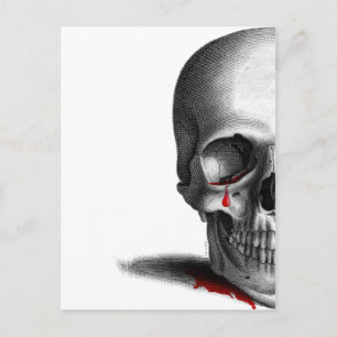 Gothic Crying Half Skull Horror Blood Red Briefkaart