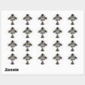 GOTHIC  CRYSTAL CROSS PRINT RONDE STICKER (Vel)