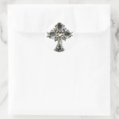 GOTHIC  CRYSTAL CROSS PRINT RONDE STICKER (Tas)