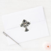 GOTHIC  CRYSTAL CROSS PRINT RONDE STICKER (Envelop)