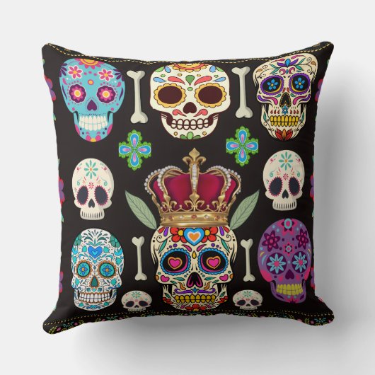 Gothic Cushion - Skulls and Bones Kussen (Achterkant)
