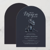 Gothic Cute Dragon Baby Shower Uitnodiging (Voorkant / Achterkant)