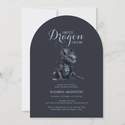 Gothic Cute Dragon Baby Shower Uitnodiging (Voorkant)