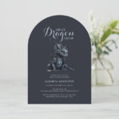Gothic Cute Dragon Baby Shower Uitnodiging (Staand voorkant)
