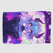 Gothic Cyberpunk Demon Fantasy Anime Girl Golfhanddoek (Horizontaal)