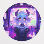 Gothic Cyberpunk Demon Fantasy Anime Girl Labels (Design 1)