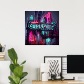 Gothic Cyberpunk Neonoir Abstracte Architectuur Poster (Thuiskantoor)