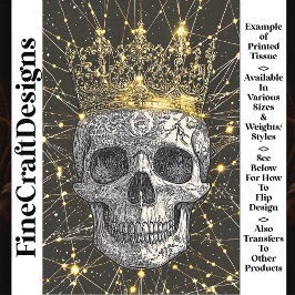 Gothic Cyberpunk Skull & Gold Crown U2 Decoupage Tissuepapier