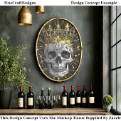 Gothic Cyberpunk Skull & Gold Crown U2 Decoupage Tissuepapier