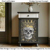 Gothic Cyberpunk Skull & Gold Crown U2 Decoupage Tissuepapier