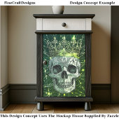 Gothic Cyberpunk Skull & Gold Crown U2G Decoupage Tissuepapier