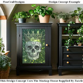 Gothic Cyberpunk Skull & Gold Crown U2G Decoupage Tissuepapier