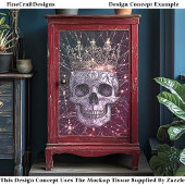 Gothic Cyberpunk Skull & Gold Crown U2M Decoupage Tissuepapier
