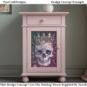 Gothic Cyberpunk Skull & Gold Crown U2M Decoupage Tissuepapier