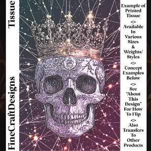Gothic Cyberpunk Skull & Gold Crown U2M Decoupage Tissuepapier