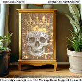 Gothic Cyberpunk Skull & Gold Crown U2V Decoupage Tissuepapier