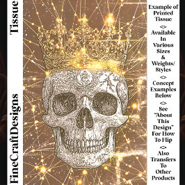 Gothic Cyberpunk Skull & Gold Crown U2V Decoupage Tissuepapier