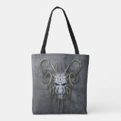 Gothic Cyborg Skull Custom Tote Bag (Achterkant)