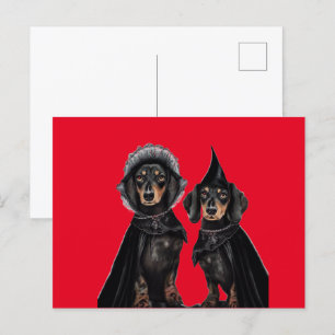 Gothic Dachshund Halloween Briefkaart