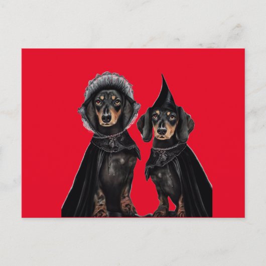 Gothic Dachshund Halloween Briefkaart (Voorkant)