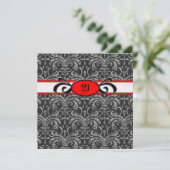Gothic Damask Birthday voor 21-jarige Red & Black Kaart (Staand voorkant)