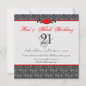 Gothic Damask Birthday voor 21-jarige Red & Black Kaart (Achterkant)