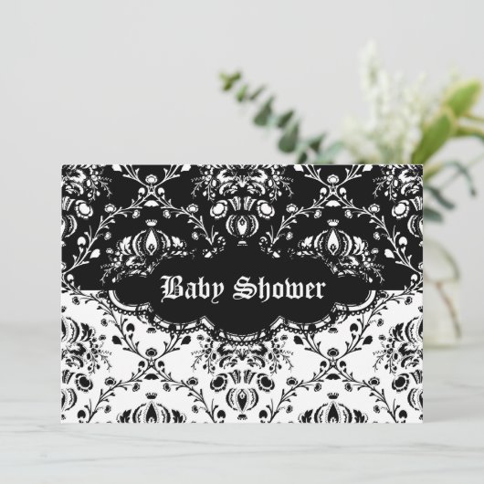 Gothic Damask Black & White Kaart (Staand voorkant)