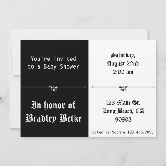 Gothic Damask Black & White Kaart (Achterkant)