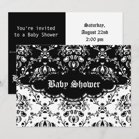 Gothic Damask Black & White Kaart (Voorkant / Achterkant)