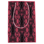 Gothic Damask Dark Pink en Black Lace Pattern Medium Cadeauzakje (Voorkant)