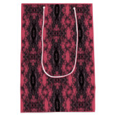 Gothic Damask Dark Pink en Black Lace Pattern Medium Cadeauzakje (Achterkant)