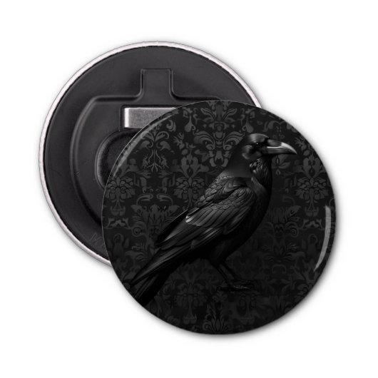 Gothic Damask en Raven Button Flesopener (Voorkant)