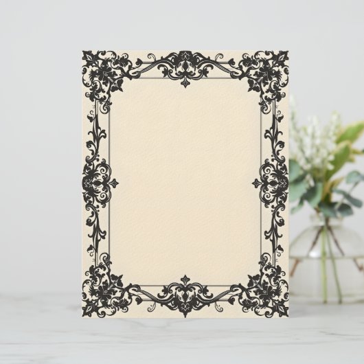 Gothic Damask Frame Stationery Paper Briefhoofd (Staand voorkant)