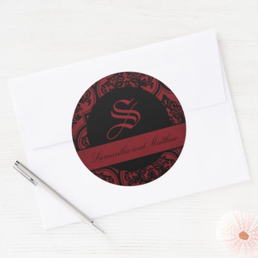 Gothic Damask Grunge Monogram Label (Envelop)