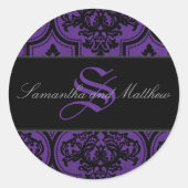 Gothic Damask Grunge Monogram Sticker (Voorkant)