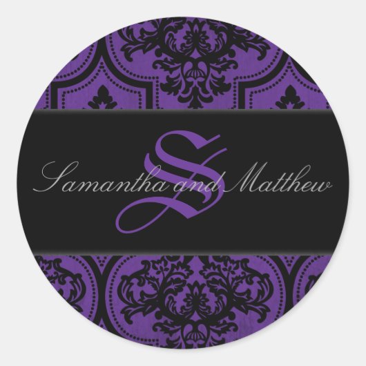 Gothic Damask Grunge Monogram Sticker (Voorkant)