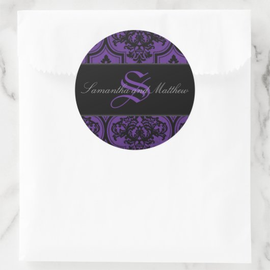 Gothic Damask Grunge Monogram Sticker (Tas)