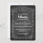 Gothic Damask Halloween Party Invitation (Oranje) Kaart (Achterkant)