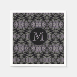Gothic Damask Lavender Sage Fern Pattern Monogram Servet
