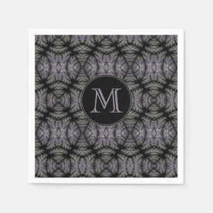 Gothic Damask Lavender Sage Fern Pattern Monogram Servet