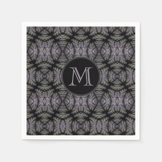 Gothic Damask Lavender Sage Fern Pattern Monogram Servet (Voorkant)