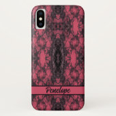 Gothic Damask Pink Lace Pattern Craft Case-Mate iPhone Case (Achterkant)