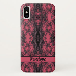 Gothic Damask Pink Lace Pattern Craft Case-Mate iPhone Case