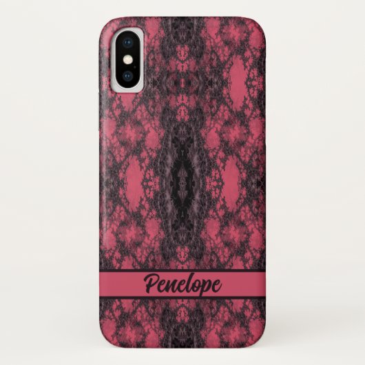 Gothic Damask Pink Lace Pattern Craft Case-Mate iPhone Case (Achterkant)
