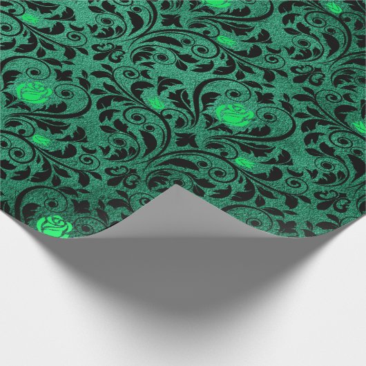 Gothic Damask Print Rustic Halloween Cadeaupapier (Hoek)