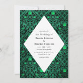 Gothic Damask Print Rustic Halloween Wedding Kaart (Voorkant)