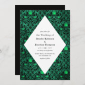 Gothic Damask Print Rustic Halloween Wedding Kaart (Voorkant / Achterkant)